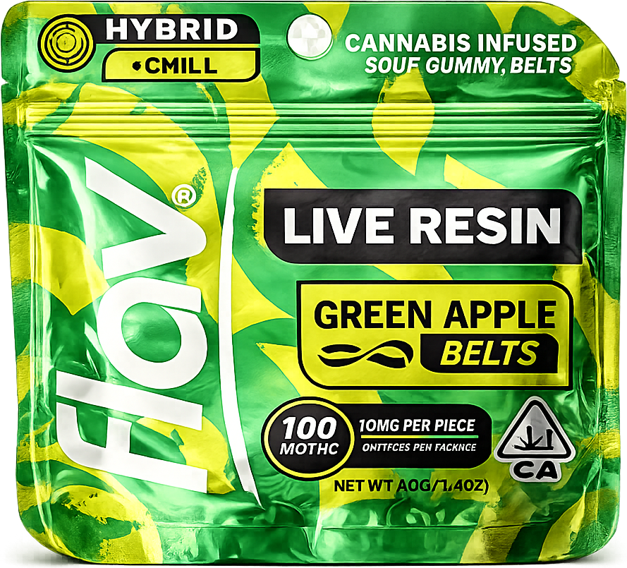 FLAV Live Resin Green Apple Belts gummy pouch